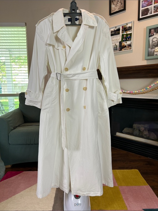 Ralph Lauren Blue Label Jackets & Blazers - Ralph Lauren Blue Label Double Breasted White Vintage Cotton Trench Coat Size 14